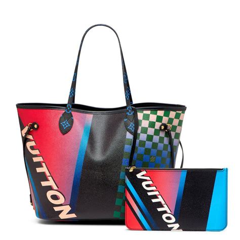 louis vuitton neverfull limited edition race multicolor canvas leather tote